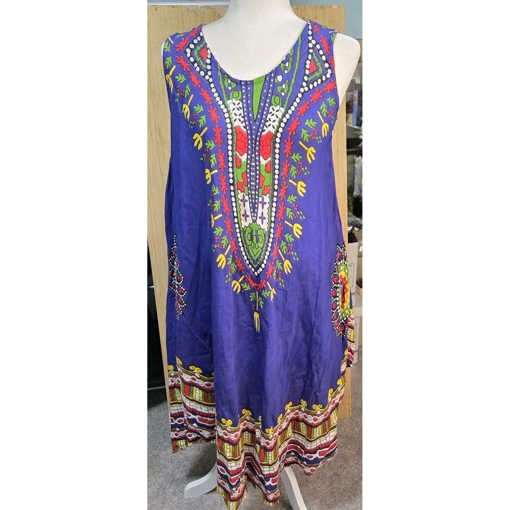 Jessica Taylor Size M Ladies Purple Multicolor Asymmetrical Hem‎ Dress Beach Day